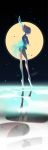  back bare_arms brown_hair emase_(foxmoon) full_body full_moon glowing holding holding_weapon light_particles moon pale_skin pearl_(steven_universe) pink_legwear pointy_nose profile reflection sash shoes short_hair signature sleeveless socks solo standing standing_on_liquid steven_universe tiptoes water weapon white_shoes 