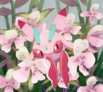  ariko00 flower lurantis mantis no_humans pink pokemon_(creature) solo 
