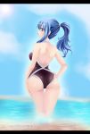  1girl ass bikini black blue_hair eyes fairy_tail highres juvia_lockser kozureokami20 skirt solo swimsuit water 