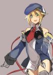  1girl blazblue blonde_hair blush breasts green_eyes hat hyakuhachi_(over3) looking_at_viewer military military_uniform noel_vermillion short_hair small_breasts smile solo uniform 