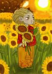  1girl blonde_hair flower highres kelheor original solo sun sunflower yellow_eyes 