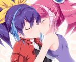  2girls blue_hair blush bow bracelet_girls closed_eyes couple hair_bow highres hiiragi_yuzu karucho kiss multicolored_hair multiple_girls pink_hair ponytail serena_(yuu-gi-ou_arc-v) siblings sisters twins twintails two-tone_hair yuri yuu-gi-ou yuu-gi-ou_arc-v 