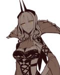  1girl breasts carmilla_(fate/grand_order) cleavage fate/grand_order fate_(series) highres hollomaru large_breasts long_hair sketch solo spot_color white_background yellow_eyes 