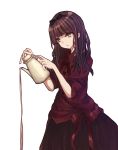  1girl brown_eyes brown_hair dress hairband kurenaino_aria mitonise occultic;nine pouring red_dress solo standing teapot 
