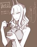  1girl carmilla_(fate/grand_order) chopsticks eating fate/grand_order fate_(series) grey_background hollomaru long_hair monochrome sketch solo sweatdrop translation_request 