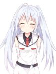  1girl arms_behind_back closed_eyes detached_sleeves huwali_(dnwls3010) isla_(plastic_memories) long_hair necktie plastic_memories red_necktie silver_hair simple_background smile solo twintails white_background 