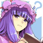  ? book face hat holding holding_book open_book patchouli_knowledge purple_eyes purple_hair reading shiba_itsuki solo touhou violet_eyes 