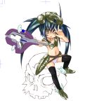  arbiter_(cosplay) blue_hair carbine halo_(game) high_heels human_arbiter magical_girl midriff panties personification shoes skull sukanchinkasu thigh-highs thighhighs twintails underwear v wings 