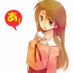  a abi azumanga_daioh azumanga_daiou brown_eyes brown_hair glasses long_hair mizuhara_koyomi open_mouth school_uniform seifuku 