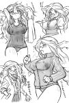  bouncing_breasts breasts breath_of_fire breath_of_fire_iii bursting_breasts clothed_navel dr.p erect_nipples glasses gym_uniform momo_(breath_of_fire) monochrome one-piece one-piece_swimsuit school school_uniform swimsuit taut_shirt translation_request 