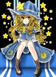  boots braid hat highres kirisame_marisa long_hair r0g0b0 star touhou witch_hat yellow_eyes 
