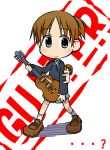  brown_hair chibi guitar hirasawa_ui hirasawa_yui instrument k-on! ponytail school_uniform short_hair siblings sisters skirt smile 