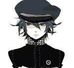  androgynous blue_eyes blue_hair cabbie_hat hat looking_away persona persona_4 reverse_trap school_uniform shirogane_naoto short_hair solo 