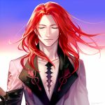  1boy closed_eyes fate/grand_order fate_(series) long_hair lowres male_focus portrait redhead sasamura_(_pios) solo tristan_(fate/grand_order) upper_body 