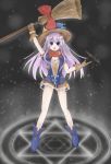  1girl broom hair_ornament hat highres long_hair looking_at_viewer nepgear neptune_(series) open_mouth purple_hair solo violet_eyes witch_hat 
