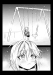  1girl anastasia_(idolmaster) comic eyebrows eyebrows_visible_through_hair greyscale idolmaster idolmaster_cinderella_girls kuboken_(kukukubobota) monochrome short_hair silent_comic solo swing younger 