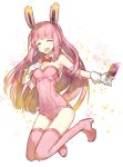 1girl breasts bunnysuit character_request chokoan_(tyokoa4649) closed_eyes fate/grand_order fate_(series) female long_hair pink_hair solo 