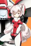  1girl alternate_costume animal_ears arms_behind_head bodysuit game_console inubashiri_momiji leotard mecha pilot_suit pink_hair red_eyes sega_dreamcast short_hair sinzan skin_tight solo tail touhou wolf_ears wolf_tail 