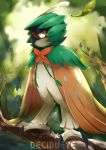  character_name decidueye feathered_wings feathers highres kenshih leaf no_humans pokemon pokemon_(creature) pokemon_(game) pokemon_sm red_eyes solo tree wings 