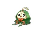  bird decidueye_(cosplay) hood no_humans owl pokemon pokemon_(creature) pokemon_(game) pokemon_sm rowlet samesuke simple_background sitting solo white_background 