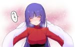  1girl akira_(natsumemo) blush breath closed_eyes gym_leader natsume_(pokemon) pokemon purple_hair scarf smile solo 