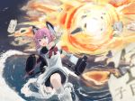  bandages bike_shorts braid explosion highres kantai_collection lansane nenohi_(kantai_collection) open_mouth pink_hair 