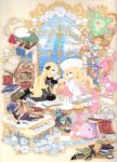  blonde_hair book cattleya_(pokemon) clearfile highres instrument lucario official_art piano pokemon reuniclus roserade shirona_(pokemon) spiritomb 