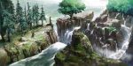  cliff day from_above grass no_humans original pine_tree river rock scenery skywatchers tree tree_stump water waterfall 