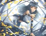  1girl black_hair blake_belladonna bow hair_bow long_hair reaching_out rwby ryouku solo yellow_eyes 