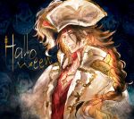  1boy artist_name braid brown_eyes brown_hair costume fire_emblem fire_emblem_if halloween hat hotate_rayan jewelry long_hair male_focus necklace pirate_hat portrait ryouma_(fire_emblem_if) solo 