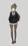  1girl bag cardigan folded_ponytail necktie pantyhose school_bag school_uniform serafuku skirt yuu_(higashi_no_penguin) 