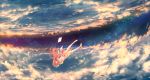  1girl barefoot closed_eyes clouds dress falling highres long_hair pink_hair rin_(shelter) shelter_(music_video) sky solo star wenqing_yan 