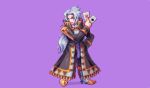  1boy abysswolf card coat final_fantasy final_fantasy_vi hand_in_pocket long_hair pixel_art playing_card purple_background scar setzer_gabbiani white_hair 