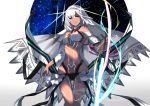  1girl absurdres ass_visible_through_thighs attila_(fate/grand_order) bare_shoulders dark_skin fate/grand_order fate_(series) highres hips karlwolf long_hair looking_at_viewer red_eyes solo sword thigh_gap thighs weapon white_hair 