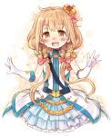  1girl 7010 :d blonde_hair blush bow braid brown_eyes crown dress epaulettes futaba_anzu gloves hair_bow idolmaster idolmaster_cinderella_girls long_hair looking_at_viewer low_twintails mini_crown open_mouth smile solo sweat tagme twin_braids twintails white_gloves 
