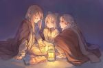  1boy 2girls axis_powers_hetalia belarus_(hetalia) blanket bow brother_and_sister child closed_eyes dashi_(minzoku_gb) hair_bow jitome lantern long_hair multiple_girls russia_(hetalia) scarf siblings ukraine_(hetalia) younger 