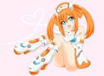  1girl ass blue_eyes crawford gloves neptune_(series) open_mouth orange_hair orange_heart power_symbol smile solo symbol-shaped_pupils tennouboshi_uzume twintails 