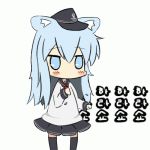  1girl acchi_kocchi animal_ears animated animated_gif cat_ears hibiki_(kantai_collection) kantai_collection korean long_hair lowres miniwa_tsumiki navy_blue_hat 