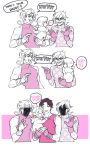  bandaid bandaid_on_face braid carrying child closed_eyes comic crying diego_brando dio_brando earrings english fangs father_and_son giorno_giovanna gloves headband jewelry jojo_no_kimyou_na_bouken jonathan_joestar monochrome muscle open_hands open_mouth pink pink_gloves pointing reammara shaded_face single_braid smile steel_ball_run tears turtleneck wrist_cuffs wryyyyyyyyyyyyyyyyyyyy younger 