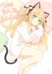  1girl animal_ears blonde_hair cat_ears cat_tail lying on_side peko solo tail 