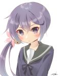  akebono_(kantai_collection) blush kantai_collection long_hair personification purple_eyes seifuku side_tail violet_hair 