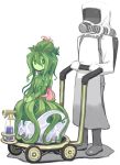  1girl artist_request green_eyes hazmat_suit plant_girl 