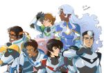  armor black_eyes black_hair blue_dress blue_eyes brown_eyes brown_hair circlet dark_skin dark_skinned_male dress earrings facial_mark glasses grin gun headband hunk_(voltron) hyakujuu-ou_golion jewelry keith_(voltron) lance_(voltron) long_hair looking_to_the_side multicolored_hair pidge_gundarsson pointy_ears princess_allura reverse_trap sasha_gladysh scar smile takashi_shirogane two-tone_hair voltron:_legendary_defender wavy_hair weapon white_hair 