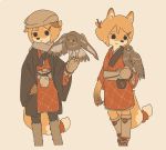  artist_request bird black_eyes copyright_request fox furry hat japanese_clothes orange_hair sandals short_hair tagme 