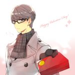  1boy glasses heart mami_(apsaras) narukami_yuu persona persona_4 scarf short_hair silver_hair valentine 