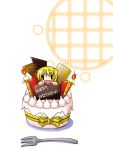  cake candle chibi food fork happy_birthday hidamari_sketch in_food minigirl miyako pastry satakeyura wide_face wideface |_| 