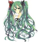  green_eyes green_hair hair_ribbon hatsune_miku highres long_hair mizuse_kotone ribbon twintails vocaloid world_is_mine_(vocaloid) 