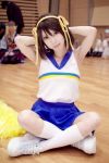  brown_hair cheerleader cosplay mizuno_shiro pantyhose photo skirt suzumiya_haruhi suzumiya_haruhi_no_yuuutsu 