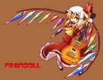  character_name engrish fang flandre_scarlet guitar hat instrument les_paul ooike_teru ponytail ranguage red_eyes short_hair side_ponytail solo touhou wings 