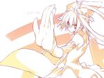  10mo detached_sleeves foreshortening guilty_gear hair_ring hands japanese_clothes kuradoberi_jam miko monochrome solo twintails wide_sleeves 